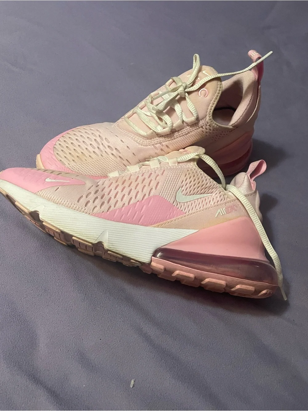 Nike Women's Light Pink and White Air Max-Style Sneakers